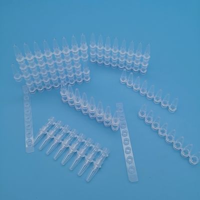 Transparent 0.2 Ml PCR Tubes 8 Tube Strips Molecular Biology Reaction Strip Tube